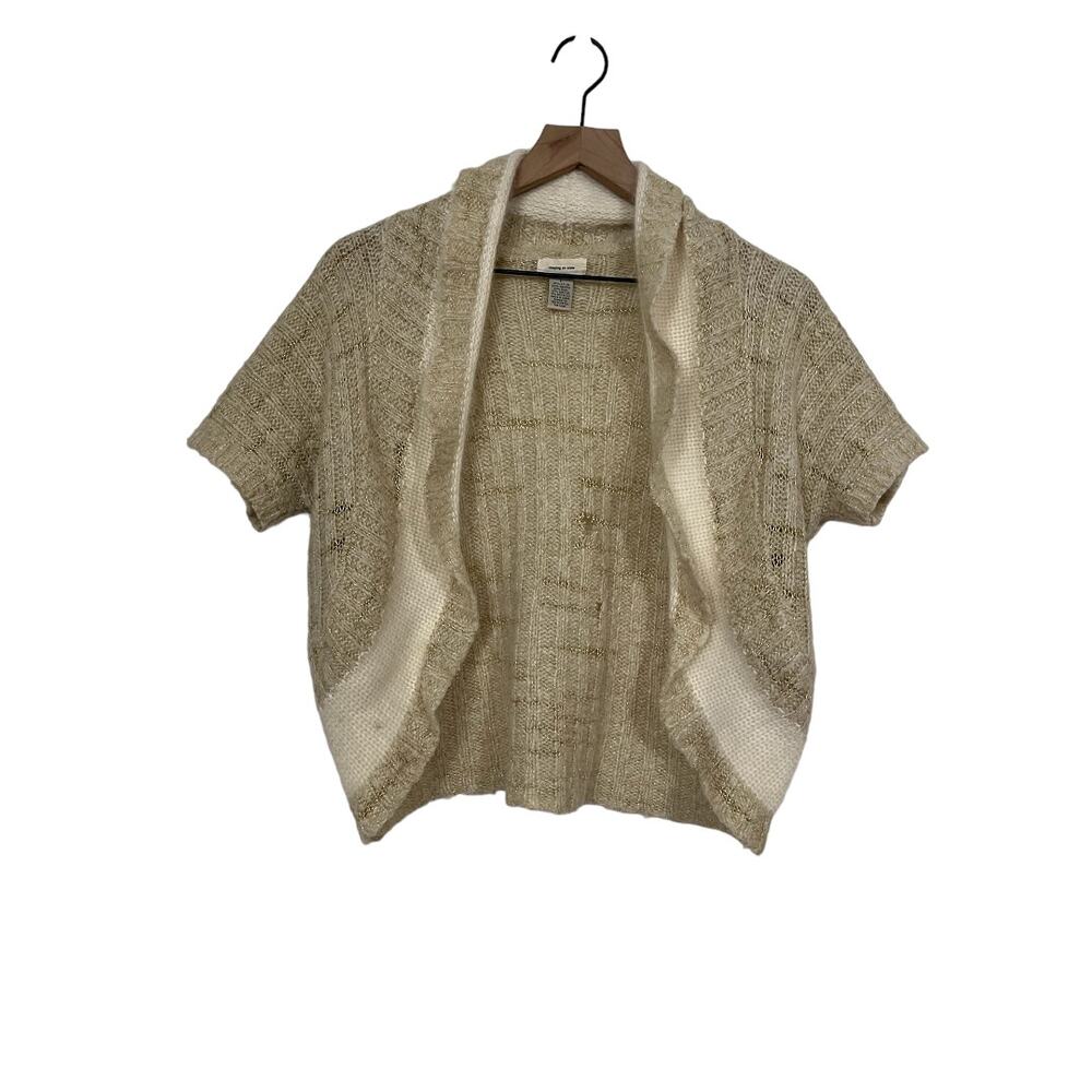 Anthropologie Sleeping on Snow Wool Angora Blend Open Cardigan Cream Size Large